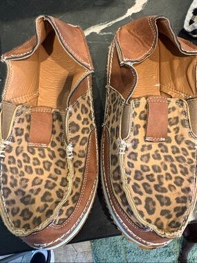 Brown Leopard-Print Slip-On Casual Shoes